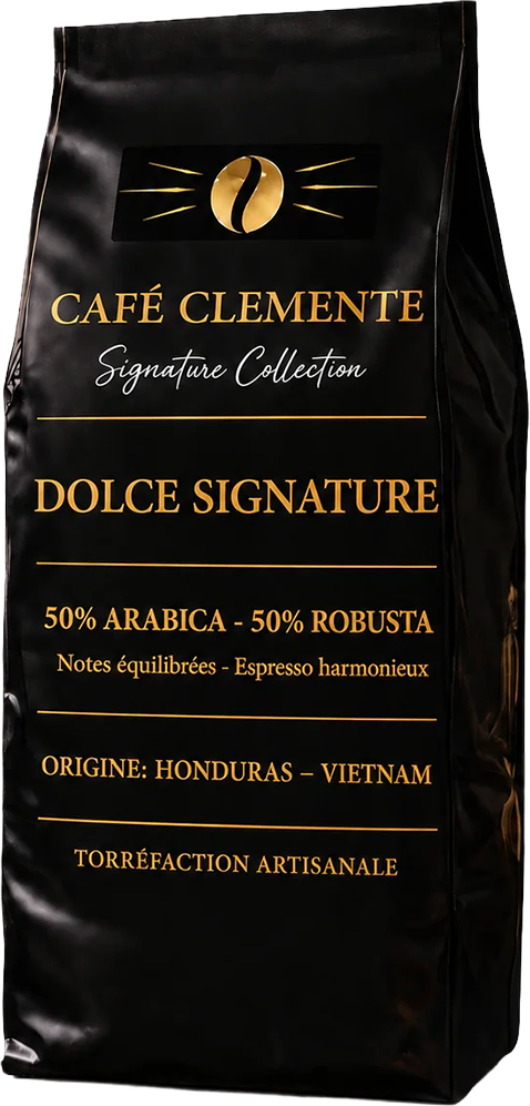 Café Clemente Dolce Signature, 50 % Arabica et 50 % Robusta